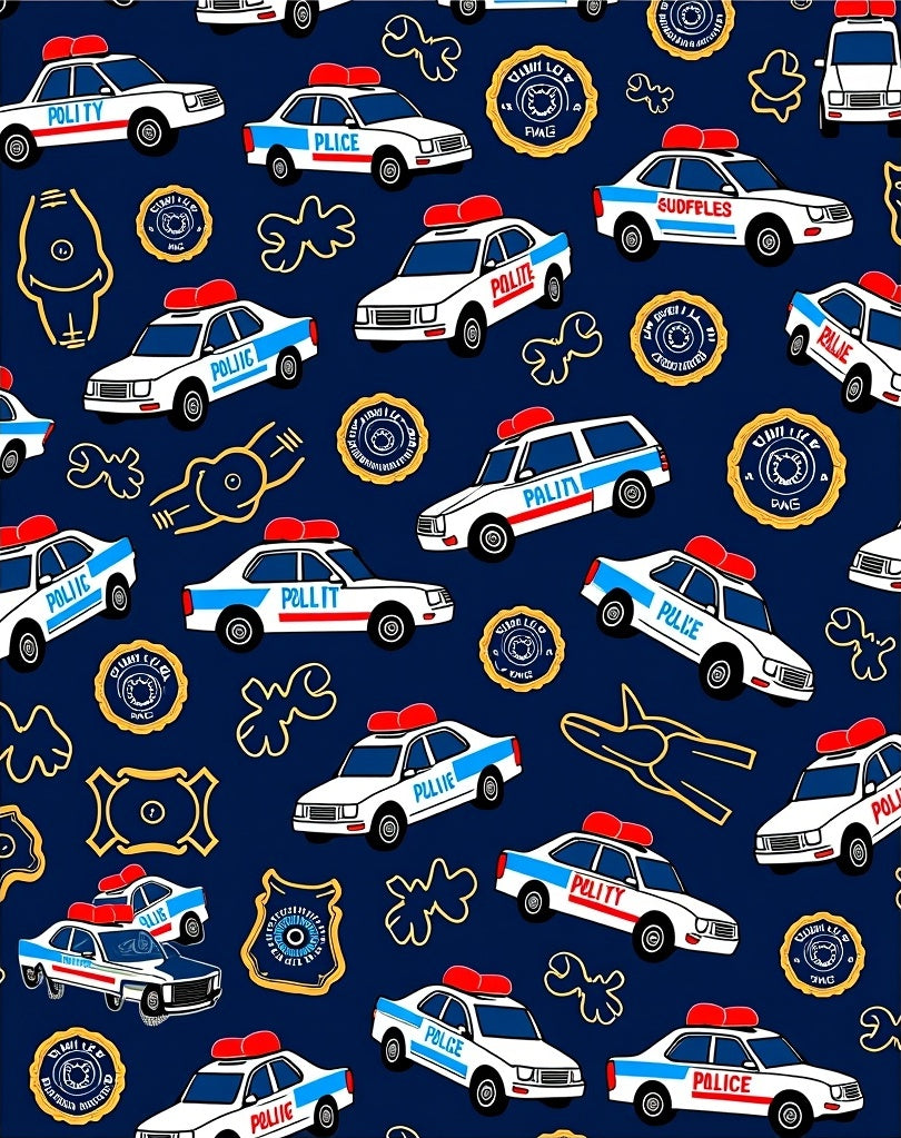 Playful Police Cars Navy Rug