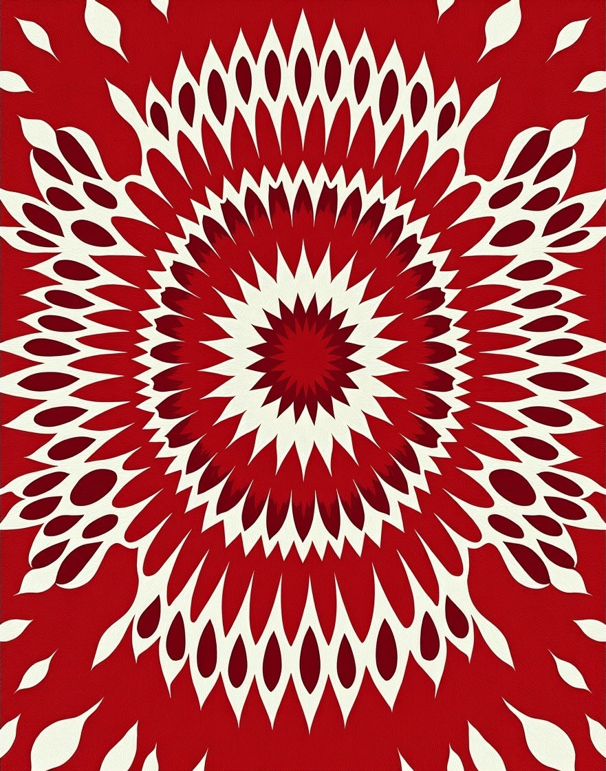 Crimson radial starburst abstract Rug