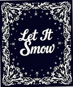 Ornate White Flourish Navy Snowflakes Rug