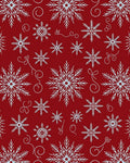 Red White Snowflake Holiday Cluster Rug