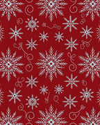 Red White Snowflake Holiday Cluster Rug