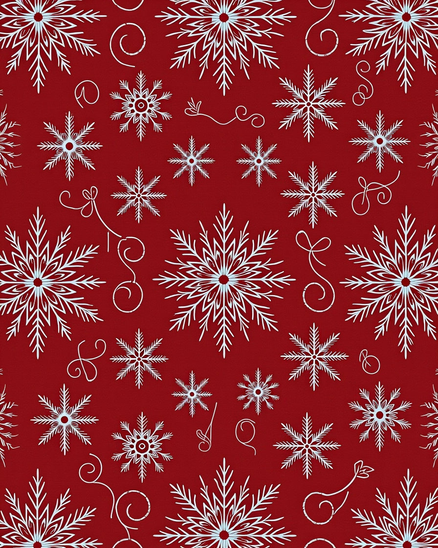 Red White Snowflake Holiday Cluster Rug