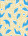 Mid-Century Abstract Blue Yellow Shapes Rug