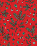 Crimson Evergreen Fern Botanical Arrangement Rug