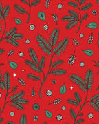 Crimson Evergreen Fern Botanical Arrangement Rug