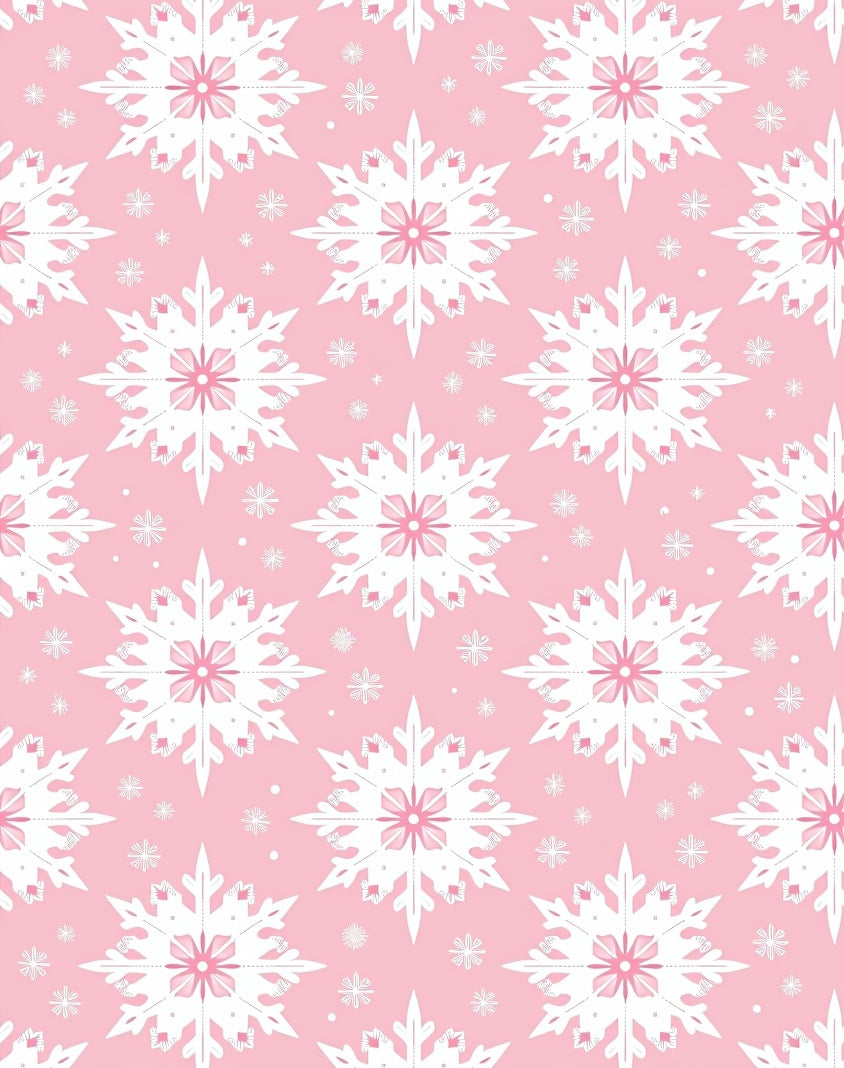 Pink White Snowflake Repeat Rug