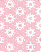 Pink White Snowflake Repeat Rug