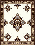 Cream Brown Floral Medallion Border Rug