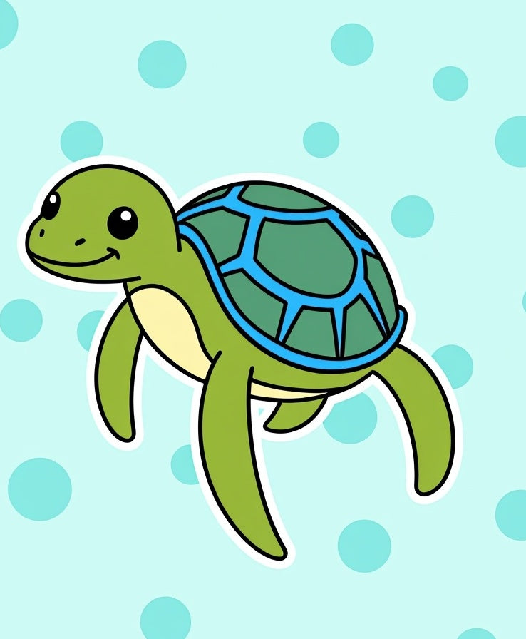 Cute Green Turtle Aqua Dot Background Rug