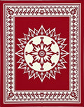 Crimson Cream Radial Medallion Frame Rug