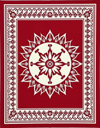 Crimson Cream Radial Medallion Frame Rug