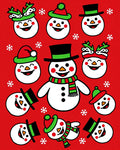 Festive Snowman Red Christmas Snowflakes Rug