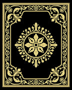 Golden Black Floral Border Medallion Rug