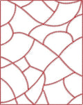 Red Stitched White Geometric Patchwork Rug