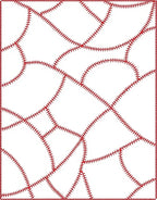 Red Stitched White Geometric Patchwork Rug
