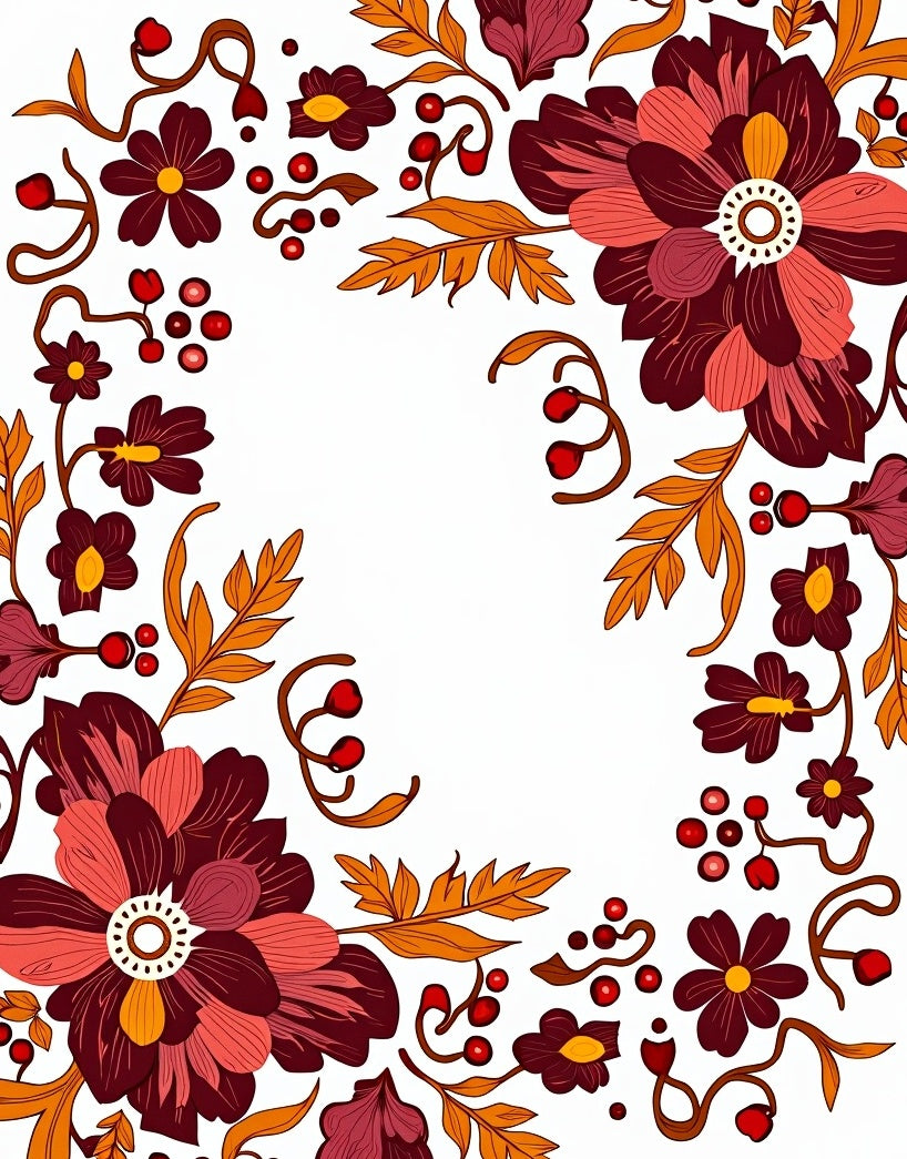 Crimson Floral Branches and BerriesRug Rug
