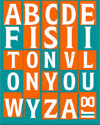 Bold Orange Teal Alphabet Squares Rug