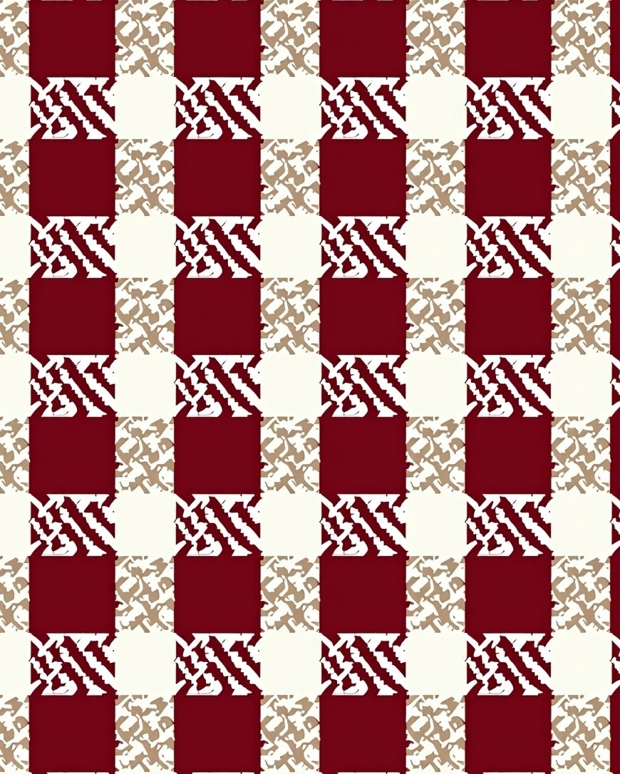 Crimson Cream Distressed Buffalo Check Rug