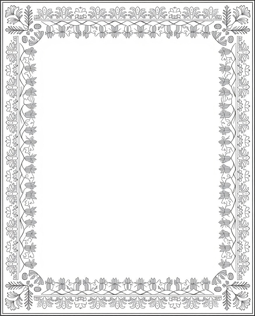 Ancient Floral Leaf Border Art Rug