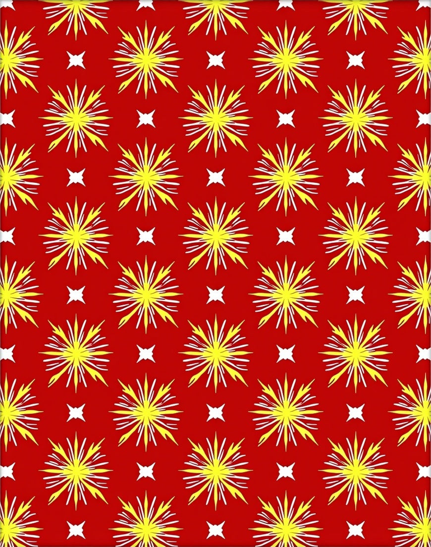 Red Yellow Starburst Medallion Rug