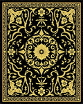 Black and Gold Floral Medallion Rug