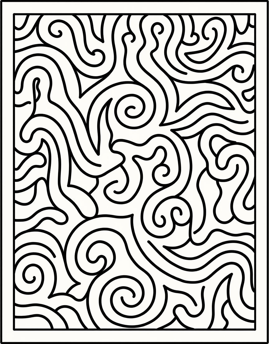 Black Swirl Abstract Flow Rug
