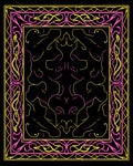 Pink yellow ornate symmetry Rug
