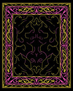 Pink yellow ornate symmetry Rug