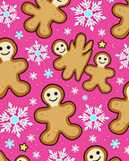 Pink Gingerbread Snowflakes Christmas Rug