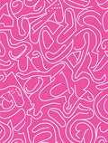 Vibrant Pink Dynamic Line Art Rug