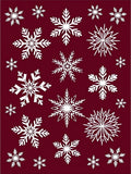 White Snowflakes on Deep Burgundy Background Rug