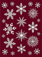 White Snowflakes on Deep Burgundy Background Rug