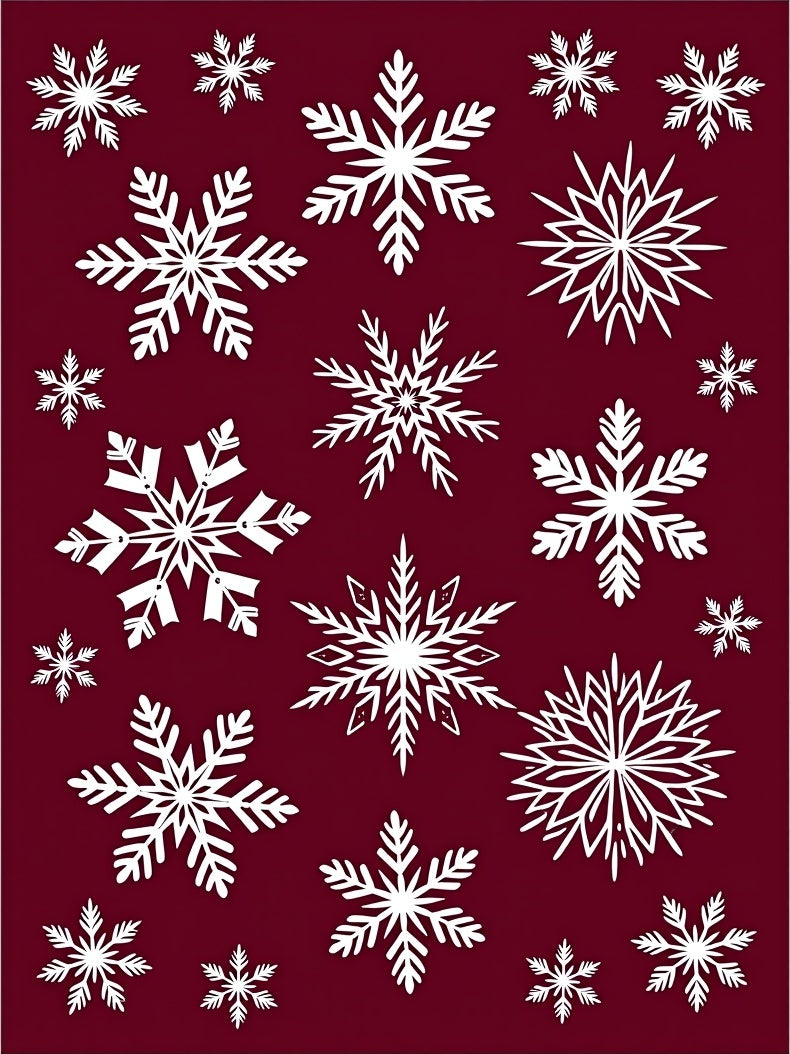 White Snowflakes on Deep Burgundy Background Rug