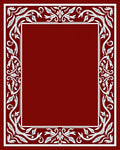 Ornate Red Leaf Vine Border Rug