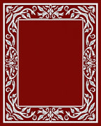 Ornate Red Leaf Vine Border Rug