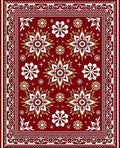 Crimson Floral Medallion Bordered Rug