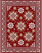 Crimson Floral Medallion Bordered Rug