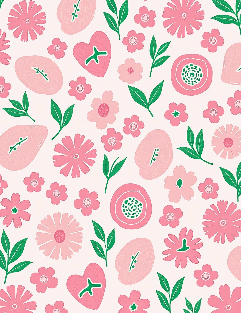 Sweet Pink Floral Heart Medley Rug