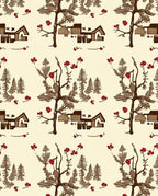 Woodland Village Red Berry Scene Rug