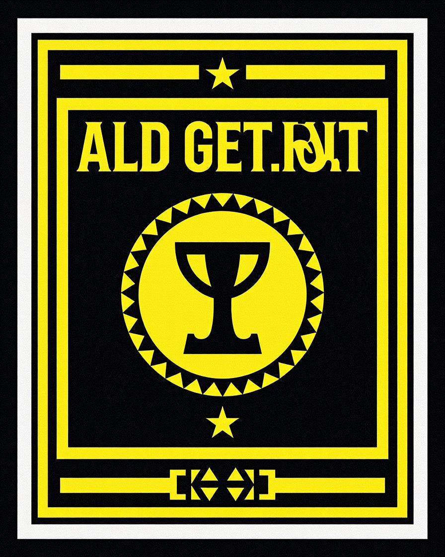 Bold Yellow Trophy Emblem Rug