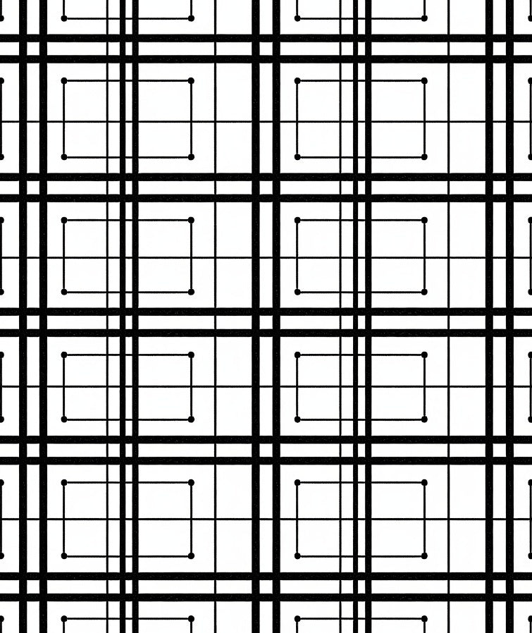Bold Black White Grid Squares Rug