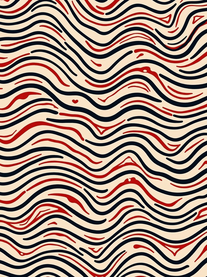 Crimson Black Wavy Stripe Rug