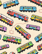 Colorful Cartoon Train Car Collection Rug