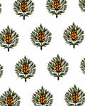 Orange Green Fir Floral Arrangement Rug