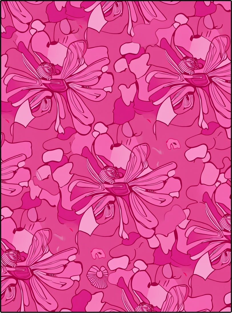 Bold Pink Blooming Floral Collage Rug