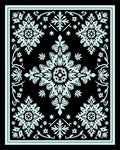 Black Aqua Floral Medallion Garden Rug