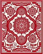 Crimson Petal Symmetry Central Bloom Rug