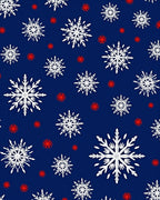 White Snowflake Red Dot Navy Rug