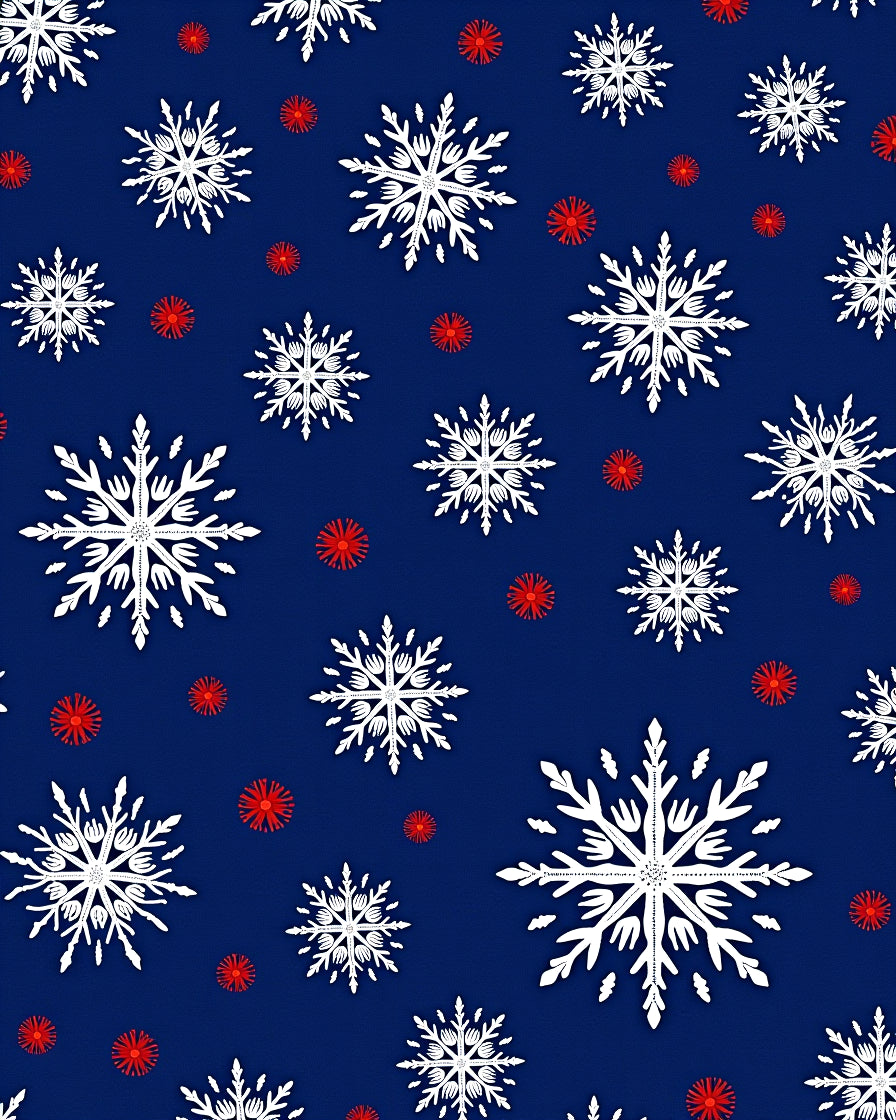 White Snowflake Red Dot Navy Rug