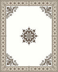 Ornate Brown Floral Border Medallion Rug